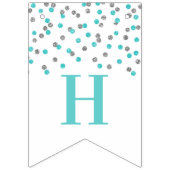 幸せな第40誕生日の旗の青い銀製の紙吹雪 バンティングフラッグ (第1の旗)