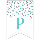 幸せな第40誕生日の旗の青い銀製の紙吹雪 バンティングフラッグ (第3の旗)