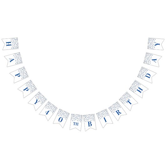 幸せな第40誕生日の旗の青い銀製の紙吹雪 バンティングフラッグ (全)