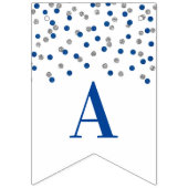 幸せな第40誕生日の旗の青い銀製の紙吹雪 バンティングフラッグ (第2の旗)