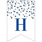 幸せな第40誕生日の旗の青い銀製の紙吹雪 バンティングフラッグ (第1の旗)