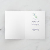 幸せな第40誕生日の水彩画のトンボの自然 カード (内部)