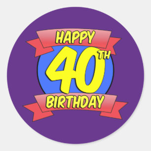 幸せな第40誕生日の装飾 ラウンドシール