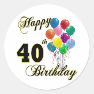 幸せな第40誕生日プレゼントおよび誕生日の服装 ラウンドシール