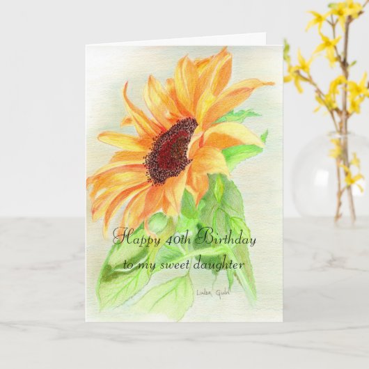 幸せな第40誕生日 カード (黄色い花)