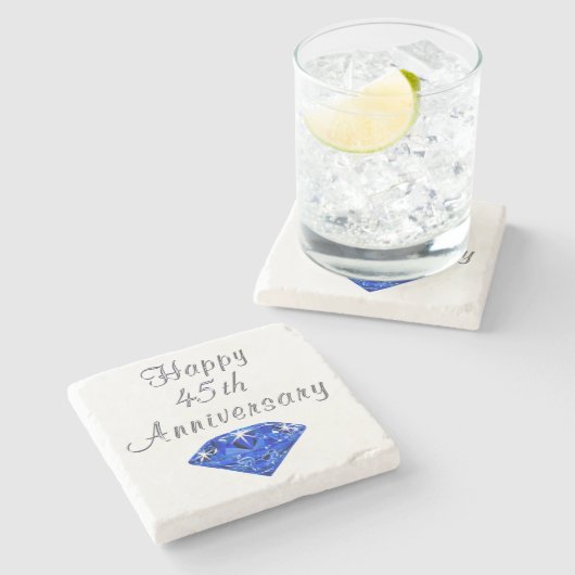 幸せな第45記念日のサファイアのコースター ストーンコースター (横)