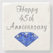 幸せな第45記念日のサファイアのコースター ストーンコースター (正面)