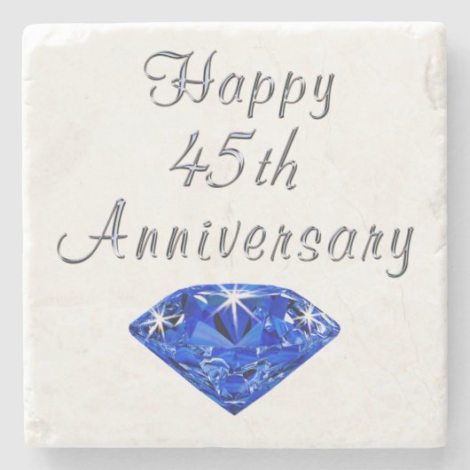 幸せな第45記念日のサファイアのコースター ストーンコースター (正面)