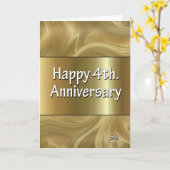幸せな第4。 結婚記念日の絹 カード (黄色い花)