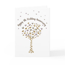 幸せな第5結婚記念日、木製のハートの木