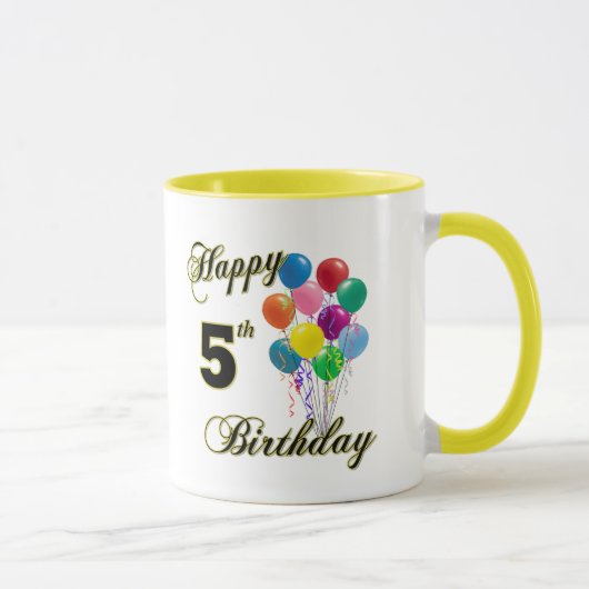 幸せな第5誕生日のコーヒー・マグおよびコップ マグカップ (右)