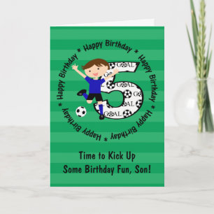 幸せな第5誕生日の円形のサッカーのゴールカード カード