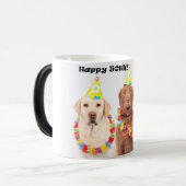 幸せな第50おもしろいな誕生日犬のマグ モーフィングマグカップ (正面左)