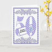 幸せな第50誕生日のギンガムカード カード (黄色い花)