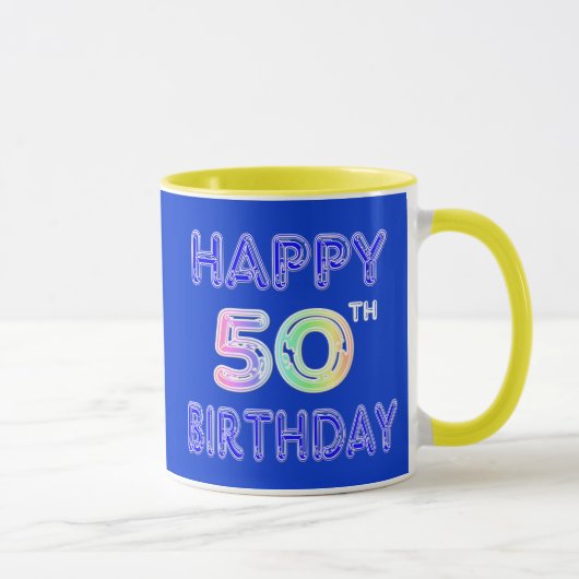 幸せな第50誕生日のコーヒーカップおよびタンブラー マグカップ (右)