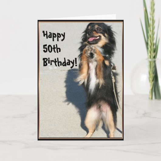 幸せな第50誕生日のチワワの挨拶状 カード (正面)