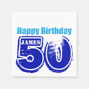 幸せな第50誕生日のパーソナライズな紙ナプキン スタンダードカクテルナプキン