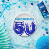 幸せな第50誕生日のパーソナライズな紙皿 ペーパープレート (パーティー)