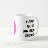 幸せな第50誕生日のマグ| Personalizableの年齢年 コーヒーマグカップ (正面右)