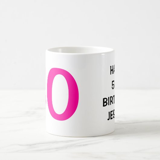 幸せな第50誕生日のマグ| Personalizableの年齢年 コーヒーマグカップ (中央)