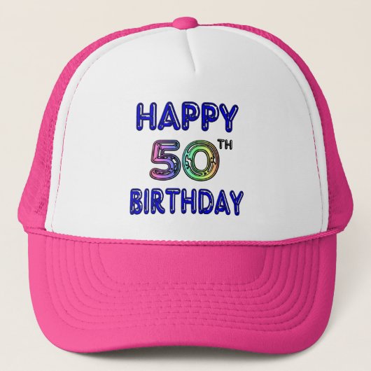 幸せな第50誕生日プレゼントおよび誕生日の服装 キャップ (正面)
