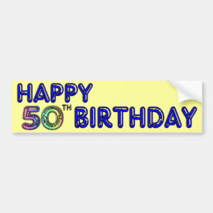 幸せな第50誕生日プレゼントおよび誕生日の服装 バンパーステッカー