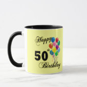 幸せな第50誕生日プレゼントおよび誕生日の服装 マグカップ (左)