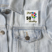 幸せな第50誕生日プレゼントおよび誕生日の服装 缶バッジ (インサイチュ)