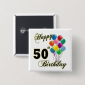 幸せな第50誕生日プレゼントおよび誕生日の服装 缶バッジ (正面&裏面)