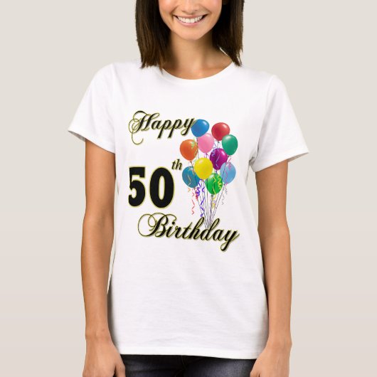 幸せな第50誕生日プレゼントおよび誕生日の服装 Tシャツ (正面)