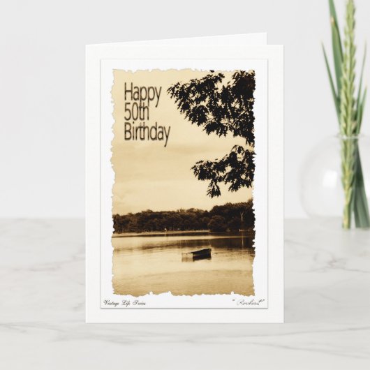 幸せな第50誕生日-ボート カード (正面)