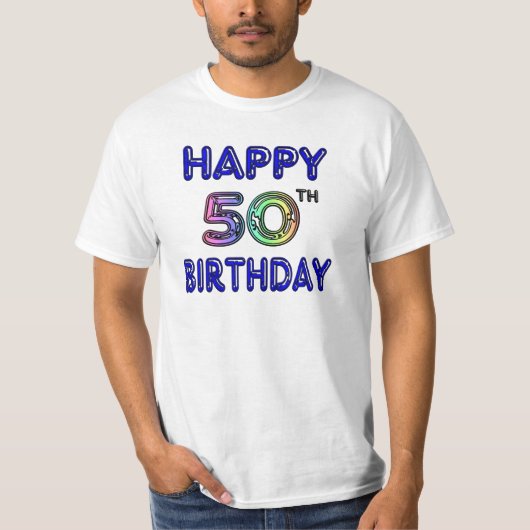 幸せな第50誕生日Tシャツ、フード付きスウェットシャツおよびタンク Tシャツ (正面)