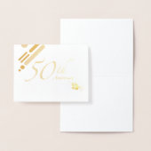 幸せな第50金記念日のモダンな鳥 箔カード (ディスプレー)