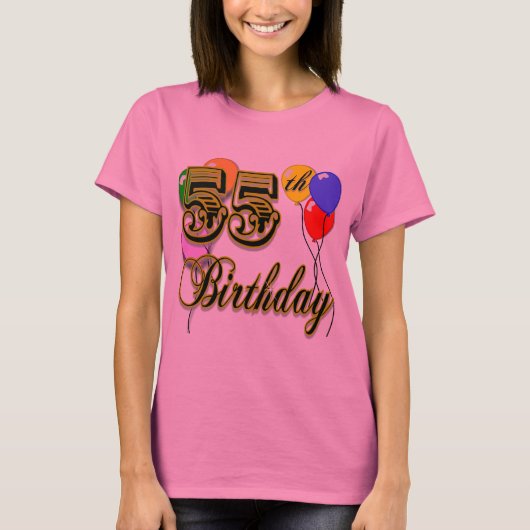 幸せな第55誕生祝いのTシャツ Tシャツ (正面)