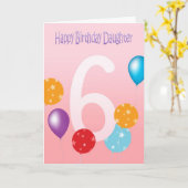 幸せな第6誕生日の娘-カラフルな気球 カード (黄色い花)