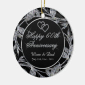 幸せな第60記念日のダイヤモンドはDBLを味方しました去ります セラミックオーナメント (左)