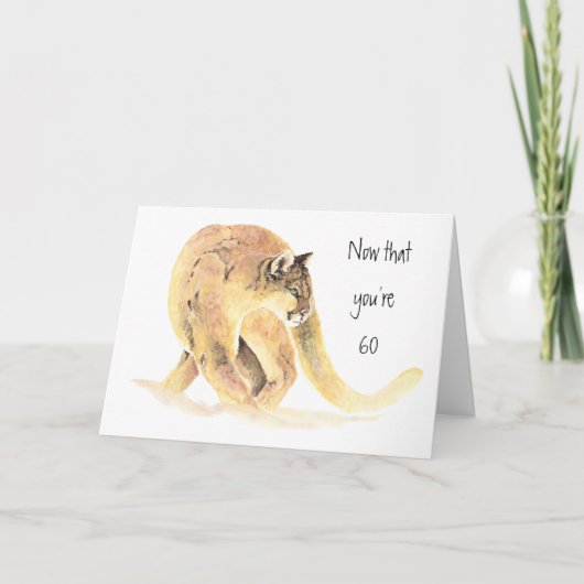 幸せな第60誕生日、うろつきのおもしろい、クーガー カード (正面)