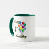 幸せな第7誕生日のコーヒー・マグおよびコップ マグカップ (正面左)