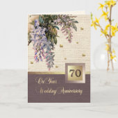 幸せな第70結婚記念日の挨拶状 カード (黄色い花)