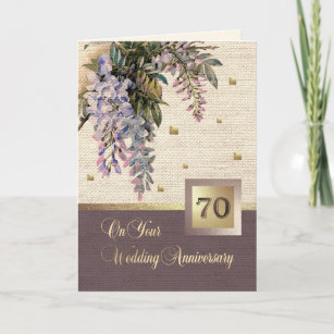 幸せな第70結婚記念日の挨拶状 カード