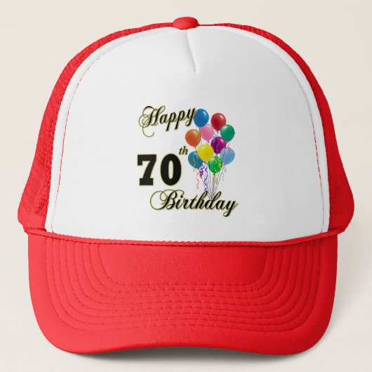 幸せな第70誕生日プレゼントおよび誕生日の服装 キャップ (正面)