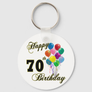 幸せな第70誕生日プレゼントおよび誕生日の服装 キーホルダー