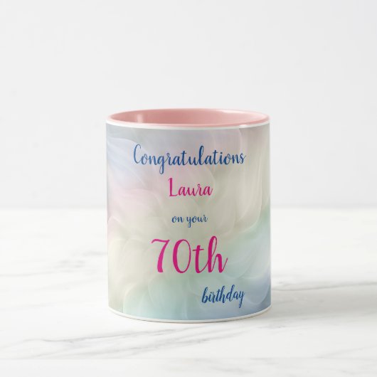 幸せな第70誕生日 マグカップ (中央)