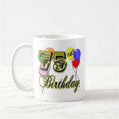 幸せな第75誕生祝い コーヒーマグカップ (左)