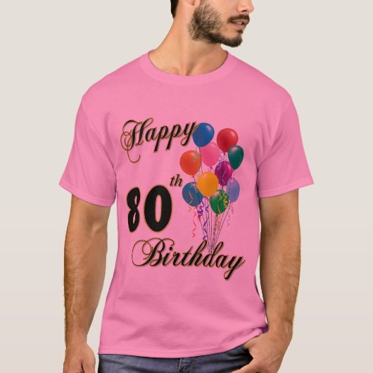幸せな第80誕生日のTシャツ Tシャツ (正面)