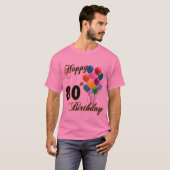 幸せな第80誕生日のTシャツ Tシャツ (正面フル)