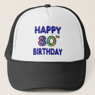 幸せな第80誕生日プレゼントおよび誕生日の服装 キャップ