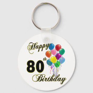 幸せな第80誕生日プレゼントおよび誕生日の服装 キーホルダー