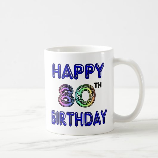 幸せな第80誕生日プレゼントおよび誕生日の服装 コーヒーマグカップ (右)