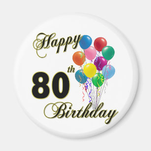 幸せな第80誕生日プレゼントおよび誕生日の服装 マグネット